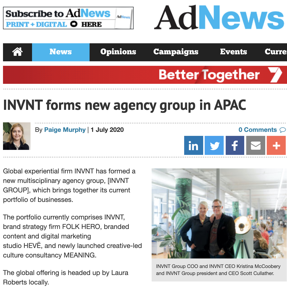 INVNT forms new agency group in APAC